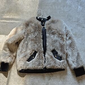 Vici Faux Fur Jacket - Cream and Black